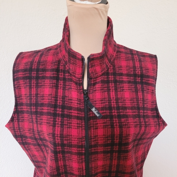 Woolrich Red and Black Plaid Fleece Vest - Picture 3 of 6